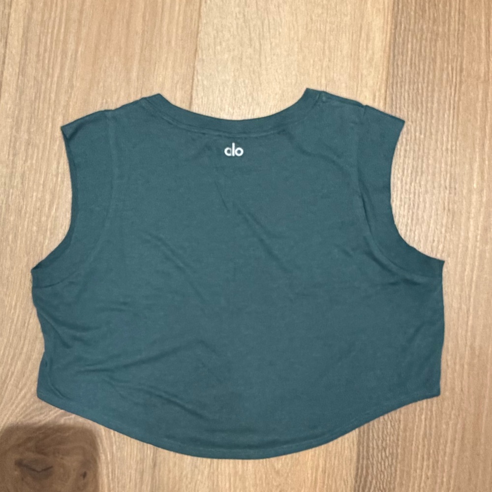 ALO Yoga echo tee Sleeveless Crop Top seagrass - Picture 2 of 3